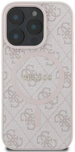 Guess 4G Ring Classic Logo iPhone 16 Pro Hoesje MagSafe Back Cover Roze afbeelding 2
