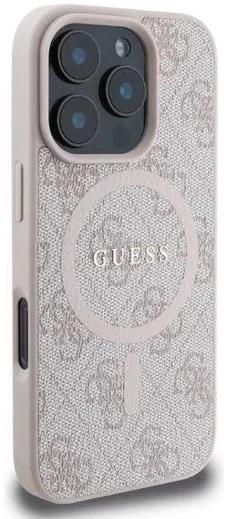 Guess 4G Ring Classic Logo iPhone 16 Pro Max Hoesje MagSafe Back Cover Roze afbeelding 3