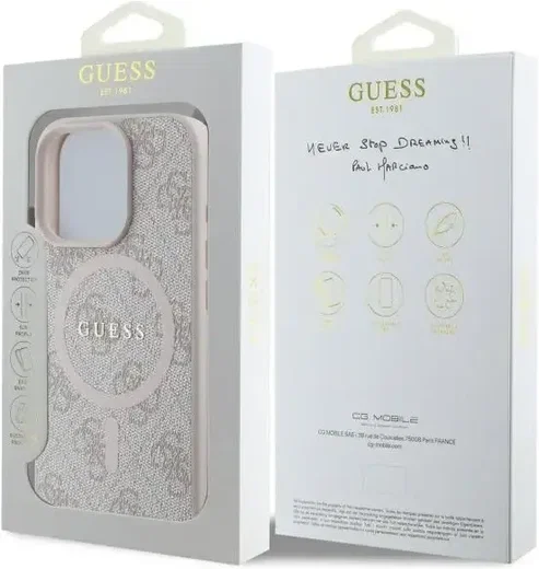 Guess 4G Ring Classic Logo iPhone 16 Pro Max Hoesje MagSafe Back Cover Roze afbeelding 4