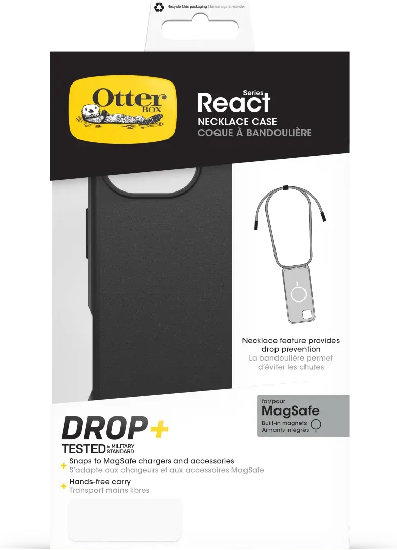 OtterBox React Necklace MagSafe Apple iPhone 16 Hoesje met Koord Zwart afbeelding 10