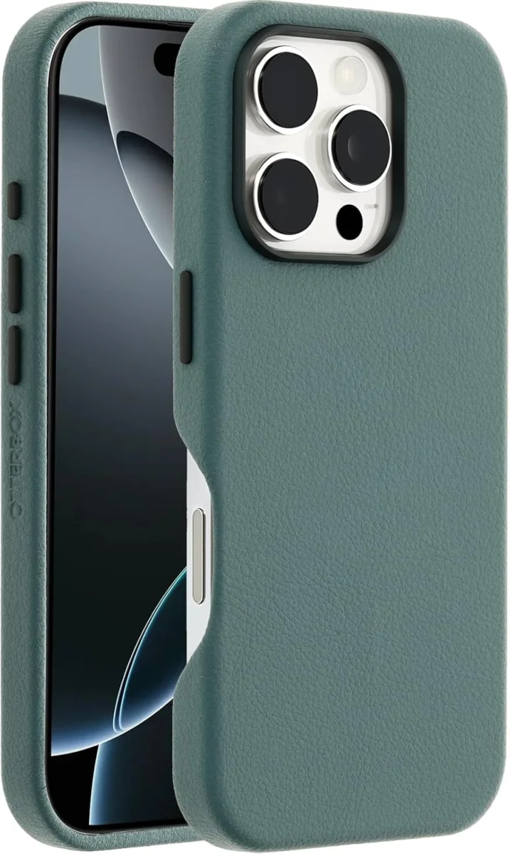 OtterBox Symmetry Cactus Leer MagSafe Apple iPhone 16 Pro Hoesje Groen afbeelding 1