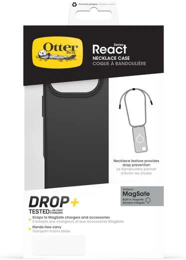 OtterBox React Necklace MagSafe iPhone 16 Pro Max Hoesje met Koord Zwart afbeelding 7