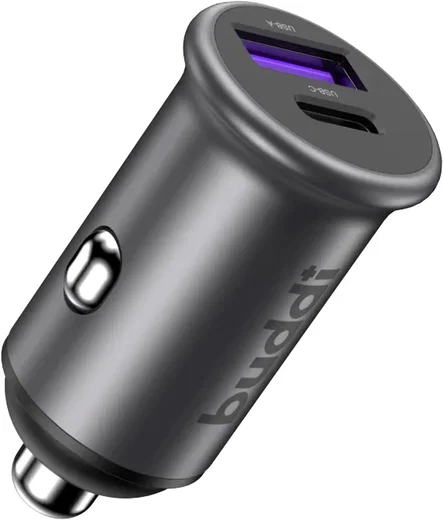 Buddi Power 45W Autolader USB-A + C Poort met Snelladen Grijs afbeelding 10