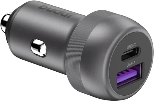 Buddi Power 89W Autolader USB-A + C Poort met Snelladen Grijs afbeelding 8