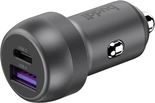 Buddi Power 89W Autolader USB-A + C Poort met Snelladen Grijs afbeelding 10