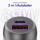 Buddi Power 89W Autolader USB-A + C Poort met Snelladen Grijs afbeelding 2