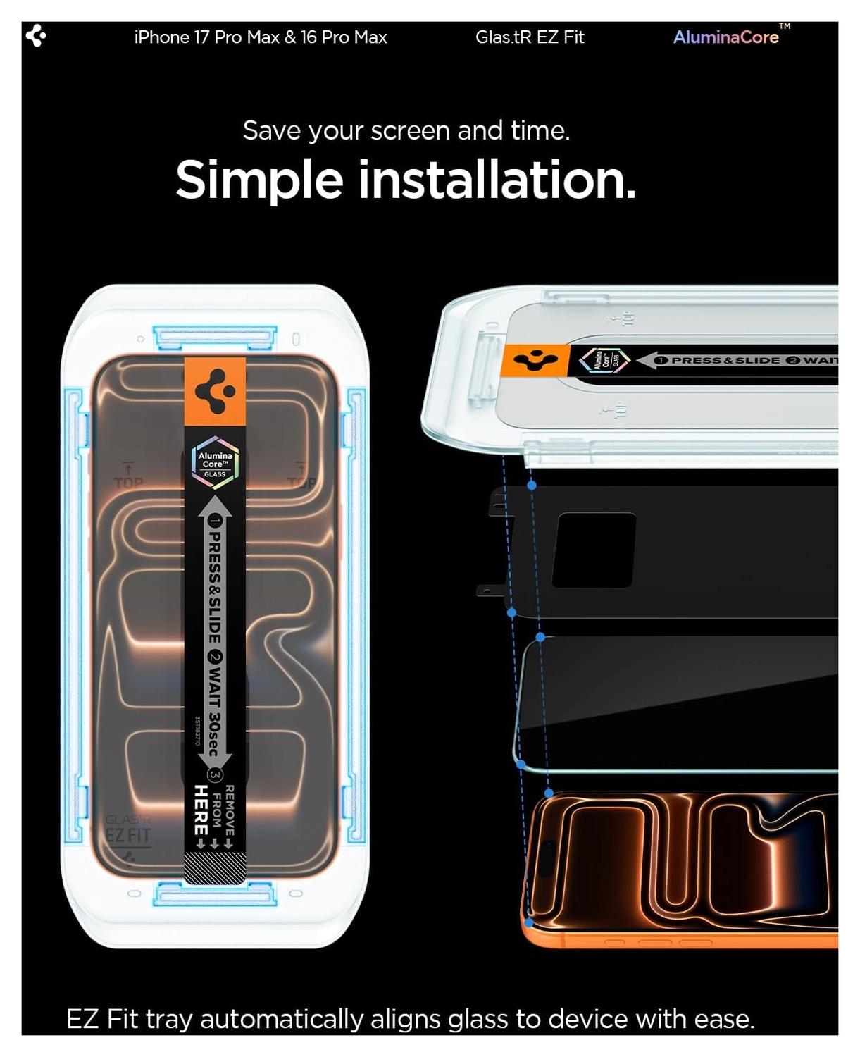 Spigen Glas.tR EZ Fit iPhone 17 Pro Max / 16 Pro Max Screen Protector 2-Pack afbeelding 5