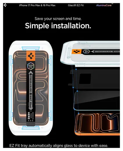 Spigen Glas.tR EZ Fit iPhone 17 Pro Max / 16 Pro Max Screen Protector 2-Pack afbeelding 5
