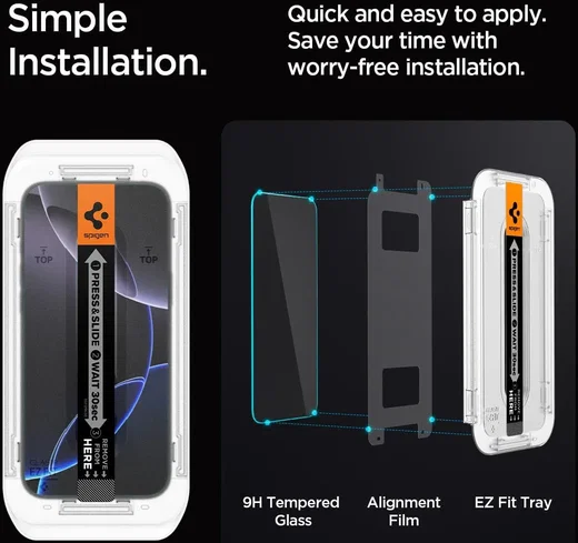 Spigen EZ Fit GLAS.tR iPhone 17 Pro Max / 16 Pro Max Privacy Glass 2-Pack afbeelding 4