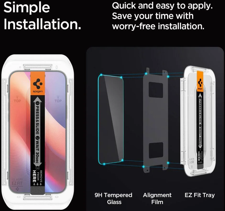 Spigen EZ Fit GLAS.tR Apple iPhone 16 Pro Max Screen Protector 1-Pack afbeelding 7