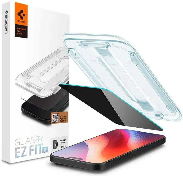 Spigen EZ Fit GLAS.tR Apple iPhone 16 Pro Max Privacy Glass 1-Pack afbeelding 1