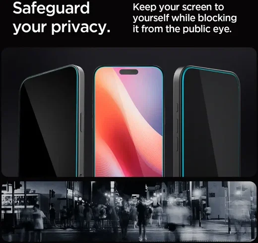 Spigen EZ Fit GLAS.tR Apple iPhone 16 Pro Max Privacy Glass 1-Pack afbeelding 4