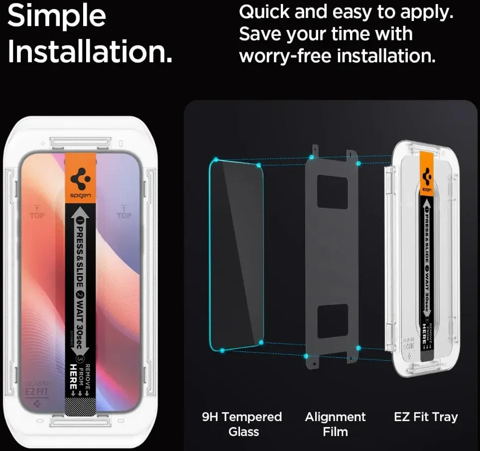 Spigen EZ Fit GLAS.tR Apple iPhone 16 Pro Max Privacy Glass 1-Pack afbeelding 5