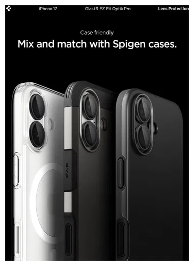 Spigen EZ Fit Optik Pro iPhone 17/16/16 Plus Camera Protector Zwart (2-Pack) afbeelding 6