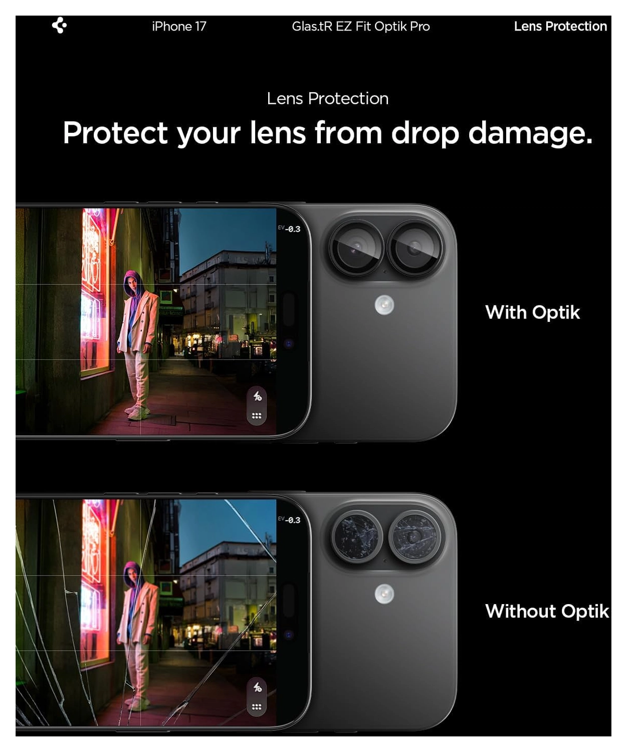 Spigen EZ Fit Optik Pro iPhone 17/16/16 Plus Camera Protector Zwart (2-Pack) afbeelding 4