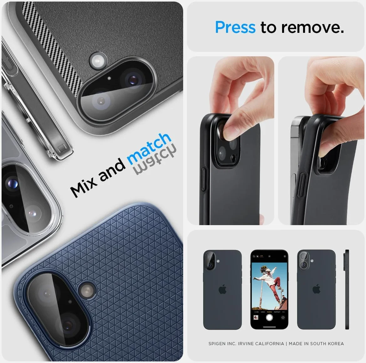 Spigen Optik Apple iPhone 16 / 16 Plus Camera Lens Protector Zwart 2-Pack afbeelding 5