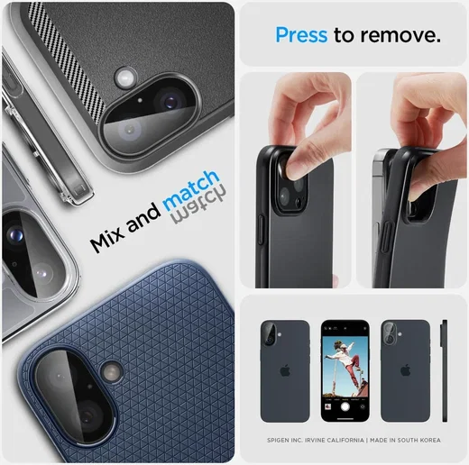 Spigen Optik Apple iPhone 16 / 16 Plus Camera Lens Protector Zwart 2-Pack afbeelding 5
