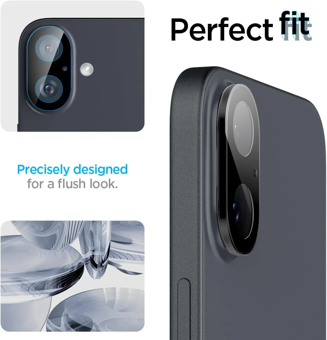 Spigen Optik Apple iPhone 16 / 16 Plus Camera Lens Protector Zwart 2-Pack afbeelding 7