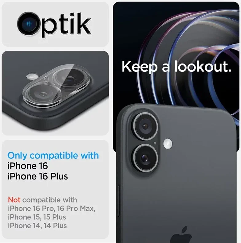 Spigen Optik Apple iPhone 16 / 16 Plus Camera Lens Protector Transparant 2-Pack afbeelding 3