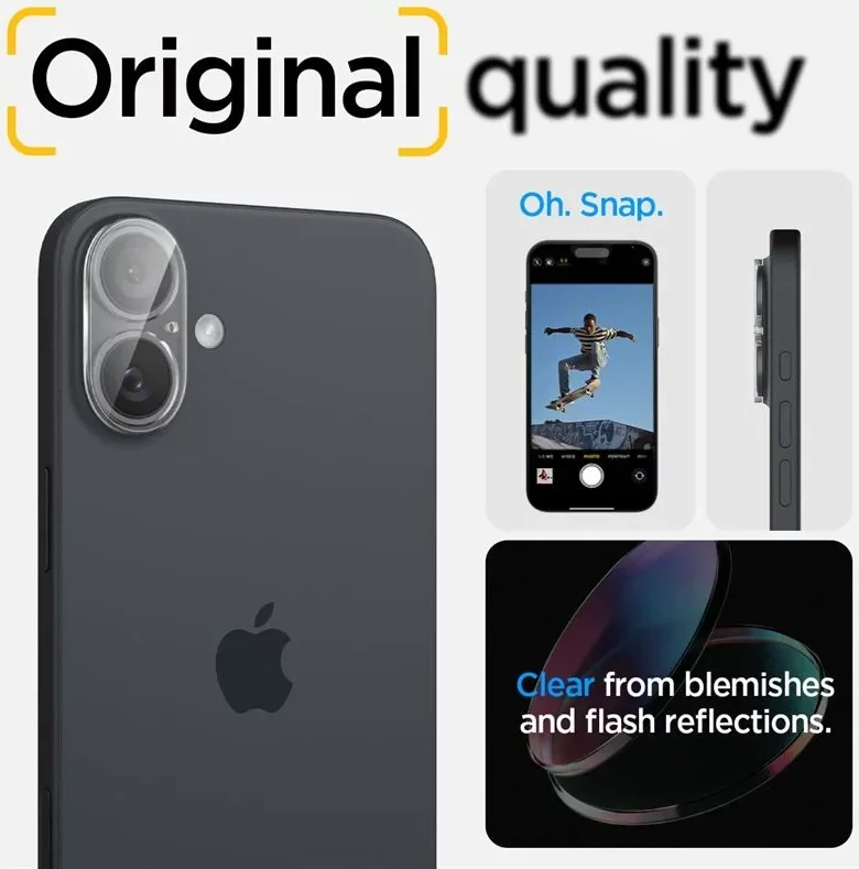 Spigen Optik Apple iPhone 16 / 16 Plus Camera Lens Protector Transparant 2-Pack afbeelding 4