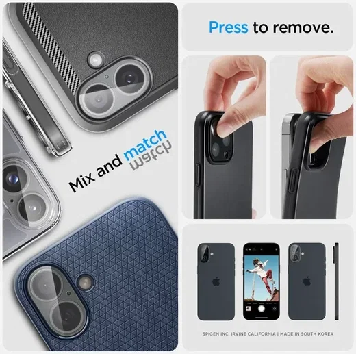 Spigen Optik Apple iPhone 16 / 16 Plus Camera Lens Protector Transparant 2-Pack afbeelding 5