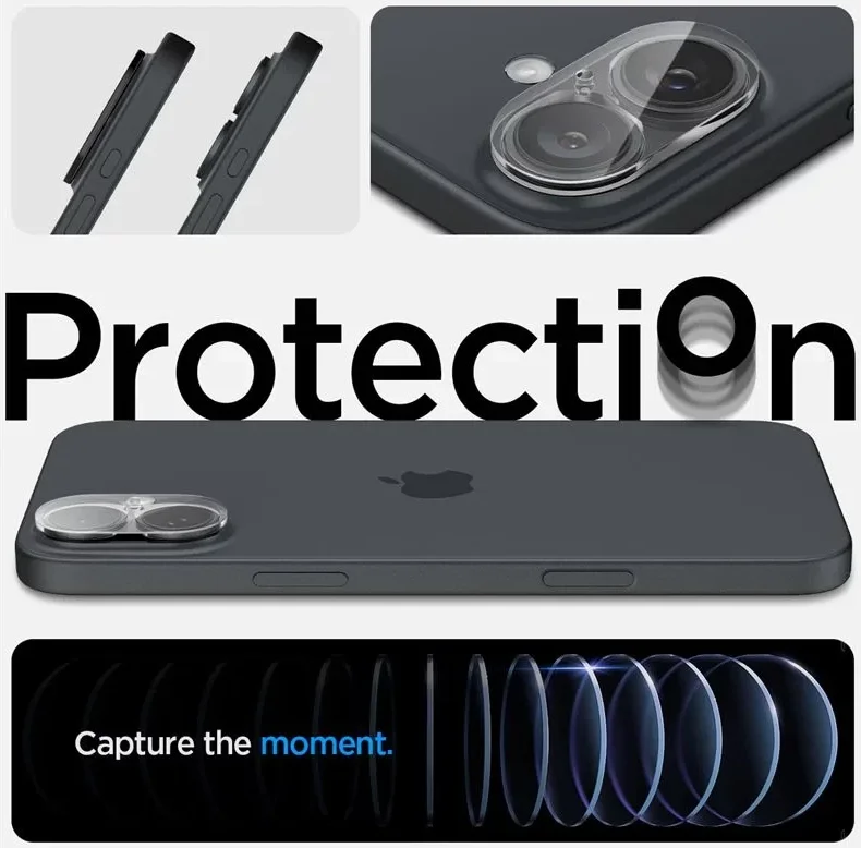 Spigen Optik Apple iPhone 16 / 16 Plus Camera Lens Protector Transparant 2-Pack afbeelding 8