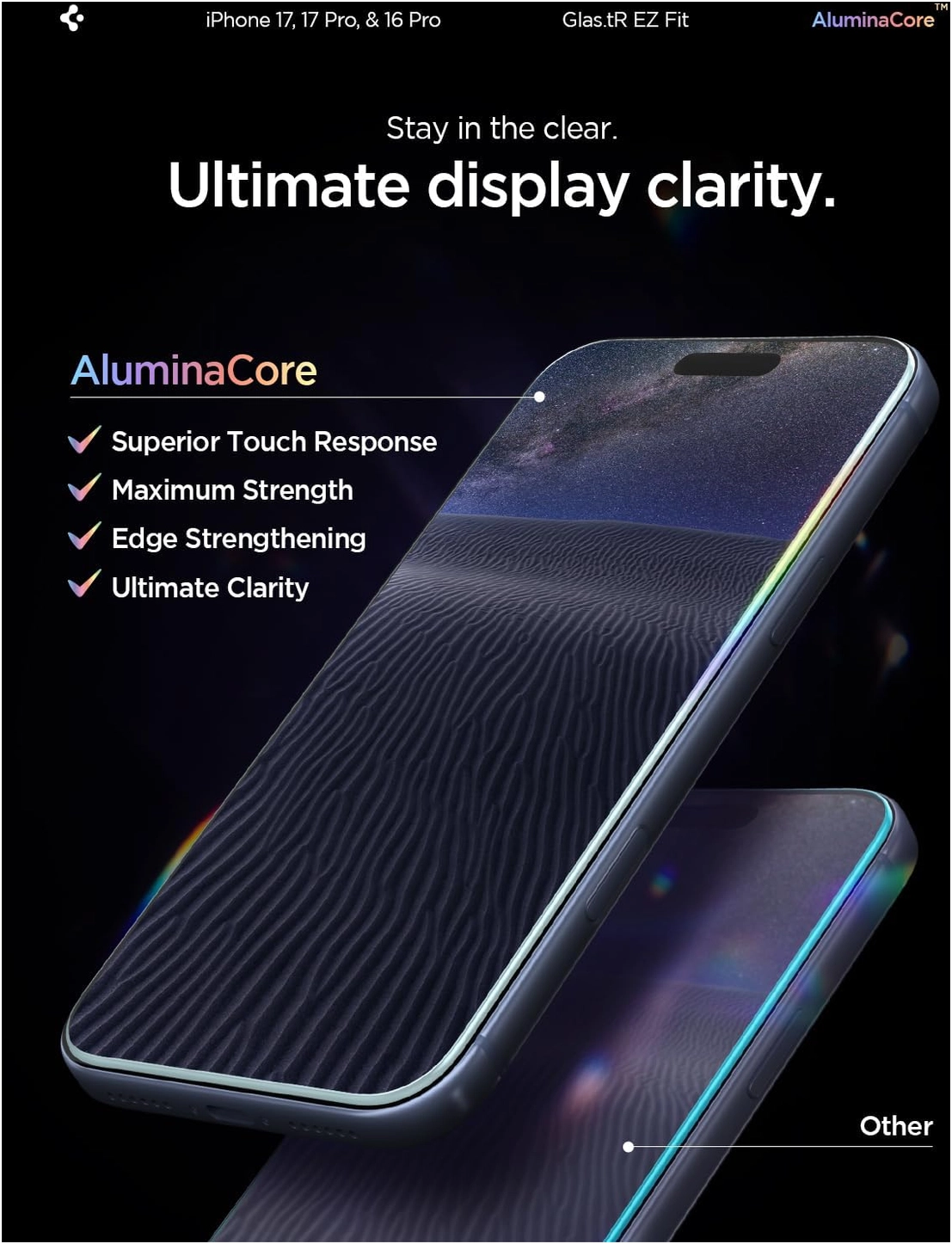 Spigen iPhone 17/17 Pro/16 Pro - Spigen EZ Fit Screenprotector - 9H Glas 2-Pack afbeelding 7