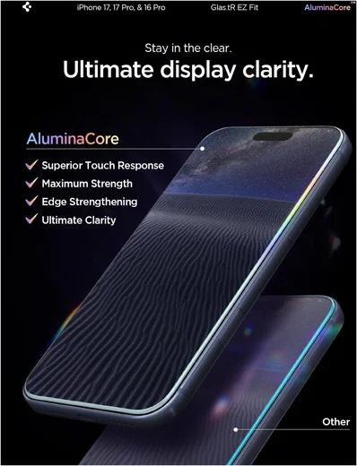 Spigen iPhone 17/17 Pro/16 Pro - Spigen EZ Fit Screenprotector - 9H Glas 2-Pack afbeelding 7