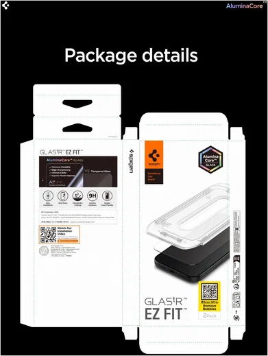 Spigen iPhone 17/17 Pro/16 Pro - Spigen EZ Fit Screenprotector - 9H Glas 2-Pack afbeelding 10