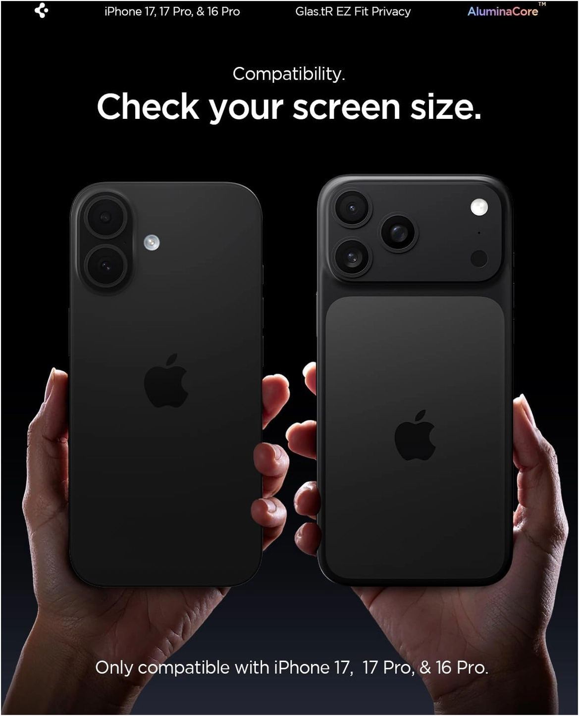 Spigen EZ Fit GLAS.tR iPhone 17 Pro / 17 / 16 Pro Privacy Glass 2-Pack afbeelding 2