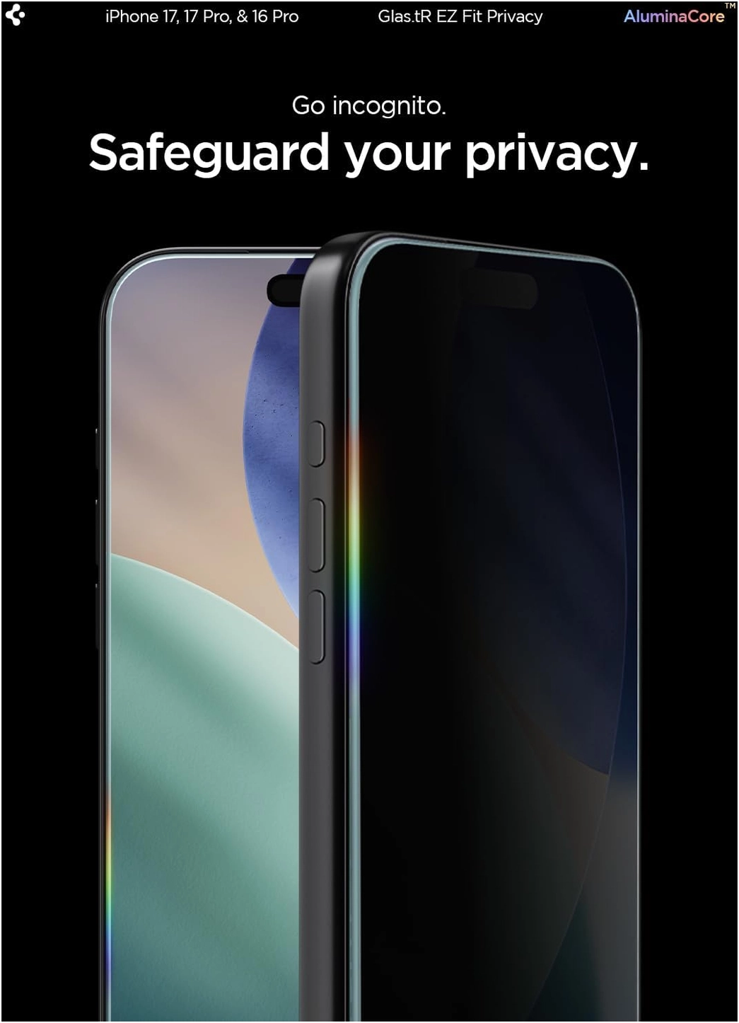 Spigen EZ Fit GLAS.tR iPhone 17 Pro / 17 / 16 Pro Privacy Glass 2-Pack afbeelding 5