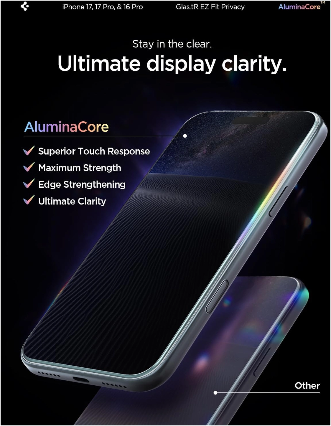 Spigen EZ Fit GLAS.tR iPhone 17 Pro / 17 / 16 Pro Privacy Glass 2-Pack afbeelding 8
