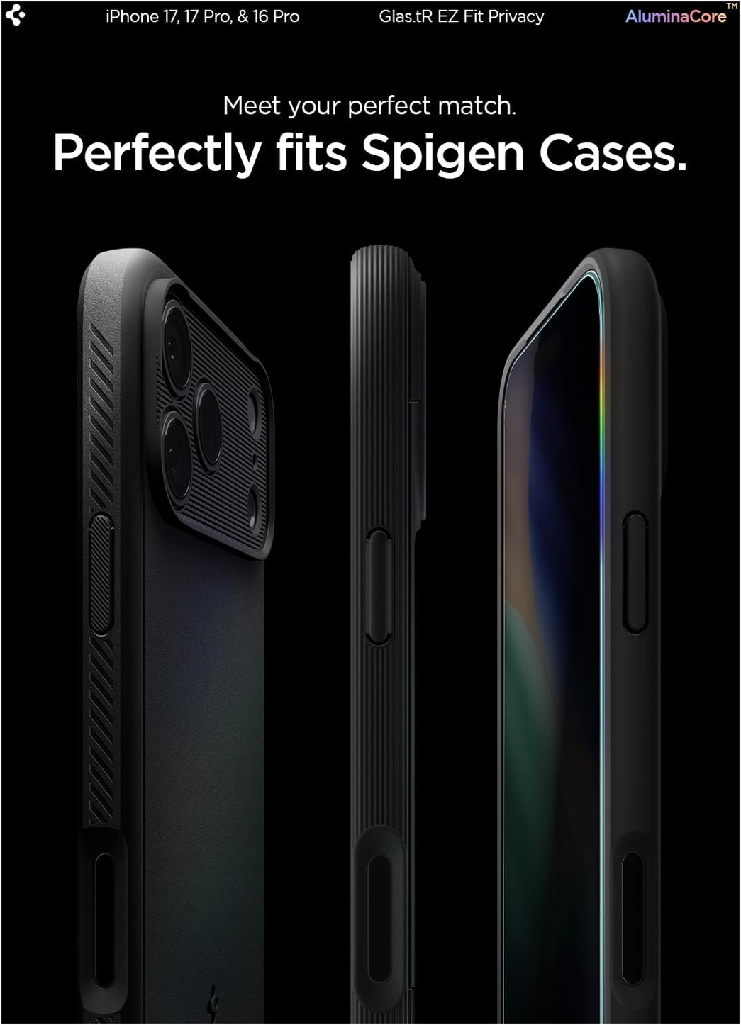 Spigen EZ Fit GLAS.tR iPhone 17 Pro / 17 / 16 Pro Privacy Glass 2-Pack afbeelding 9