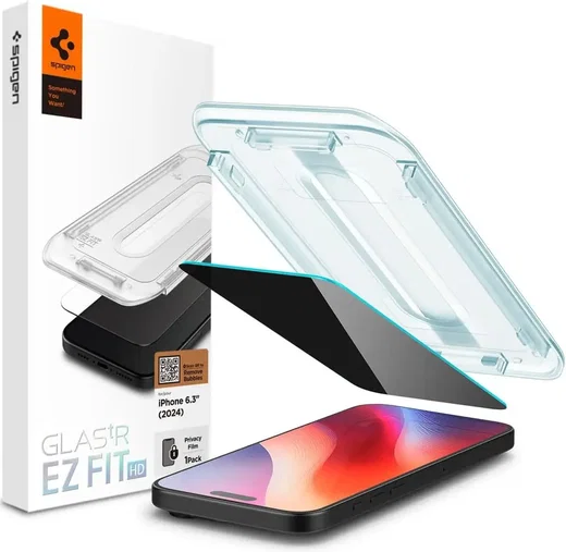 Spigen EZ Fit GLAS.tR Apple iPhone 16 Pro Privacy Glass 1-Pack afbeelding 1