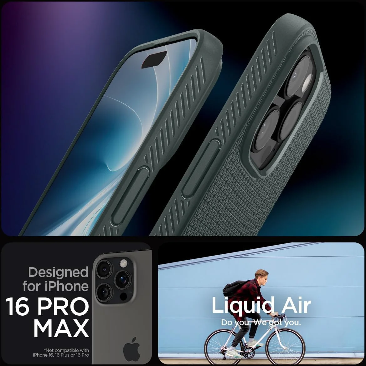 Spigen Liquid Air Apple iPhone 16 Pro Max Hoesje Back Cover Groen afbeelding 3
