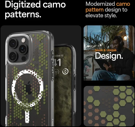 Spigen Ultra Hybrid MagFit Apple iPhone 16 Pro Max Hoesje MagSafe Digital Camo afbeelding 3
