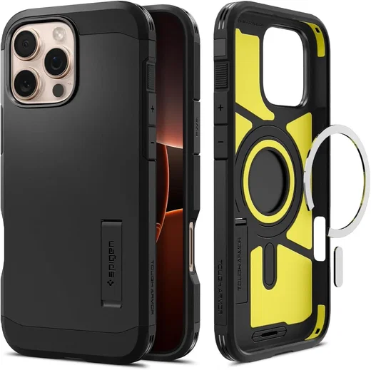 Spigen Tough Armor iPhone 16 Pro Max Hoesje MagSafe Back Cover Zwart afbeelding 1