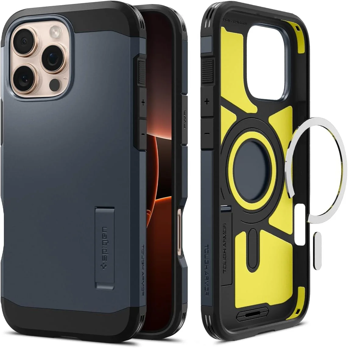 Spigen Tough Armor iPhone 16 Pro Max Hoesje MagSafe Back Cover Metal Slate afbeelding 1