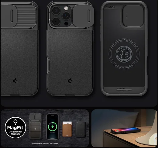 Spigen Optik Armor MagSafe Apple iPhone 16 Pro Max Hoesje Camera Slider Zwart afbeelding 6