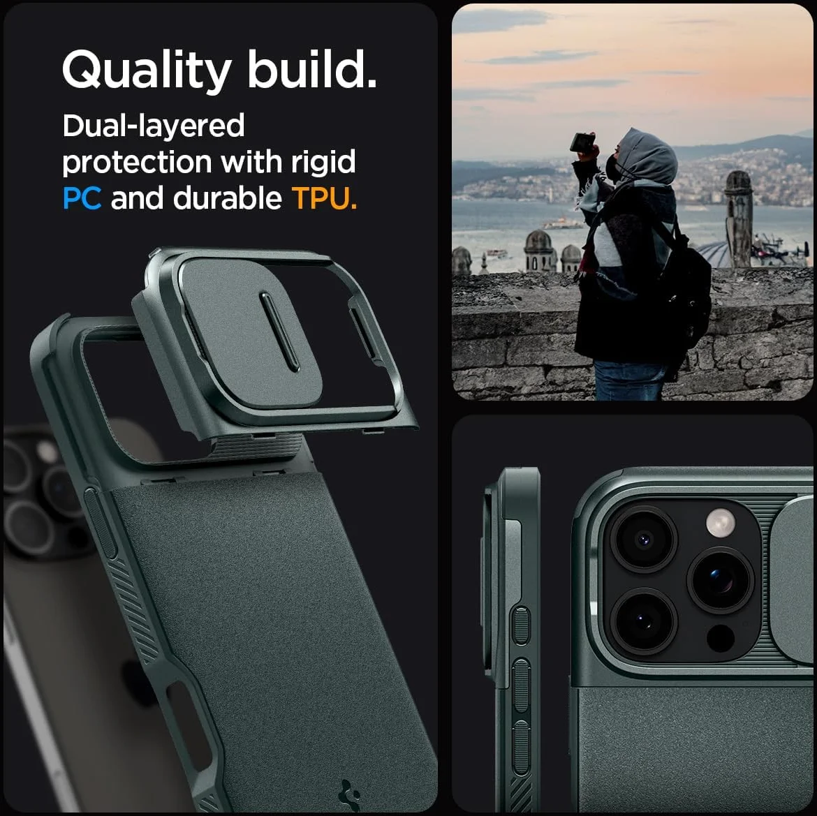 Spigen Optik Armor MagSafe Apple iPhone 16 Pro Max Hoesje Camera Slider Groen afbeelding 8