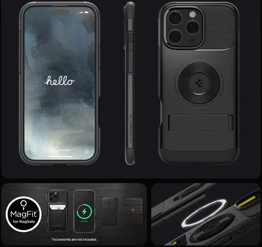 Spigen Slim Armor MagFit Apple iPhone 16 Pro Max Hoesje MagSafe Zwart afbeelding 7