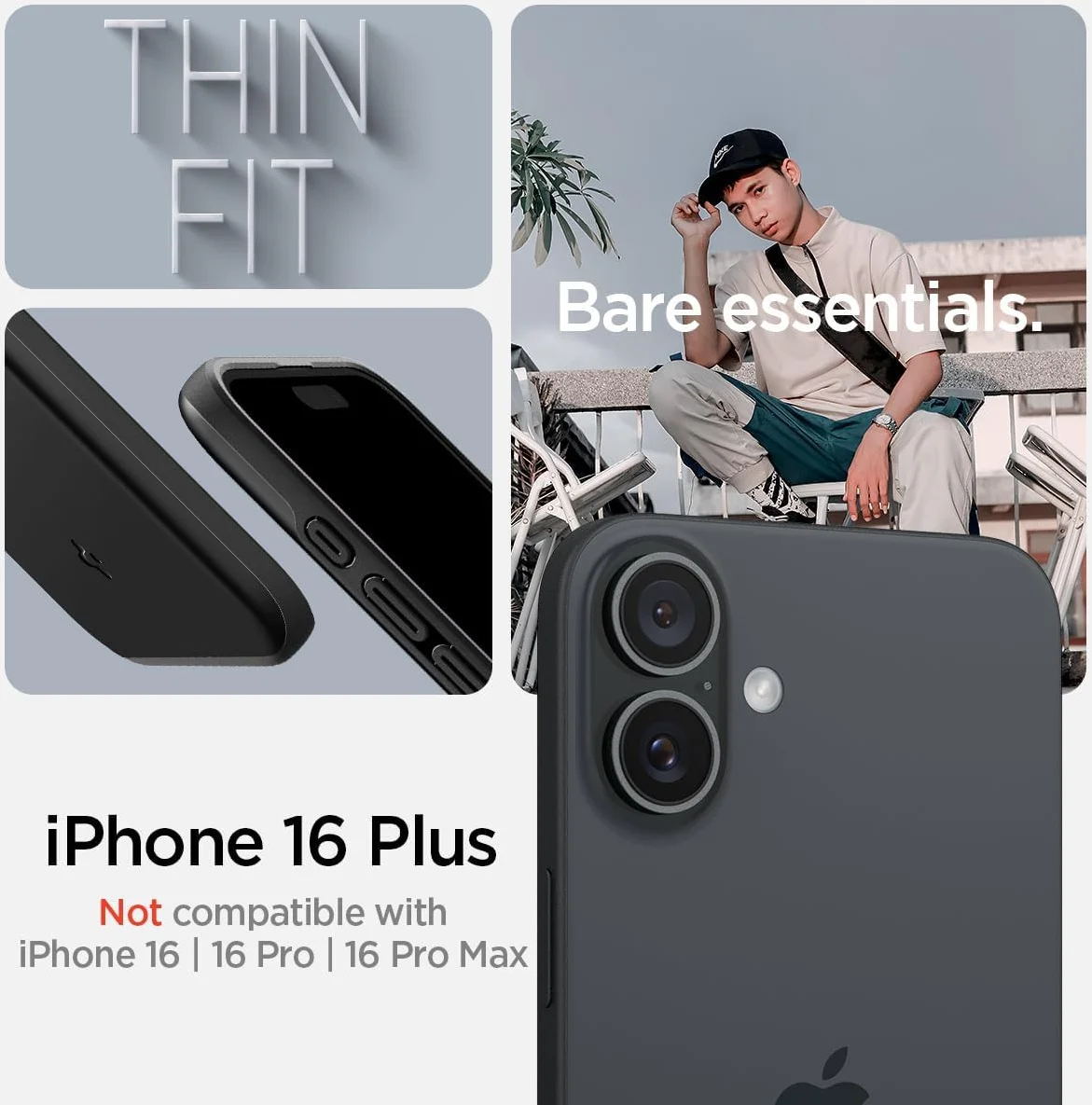 Spigen Thin Fit MagFit Apple iPhone 16 Plus Hoesje MagSafe Back Cover Zwart afbeelding 2