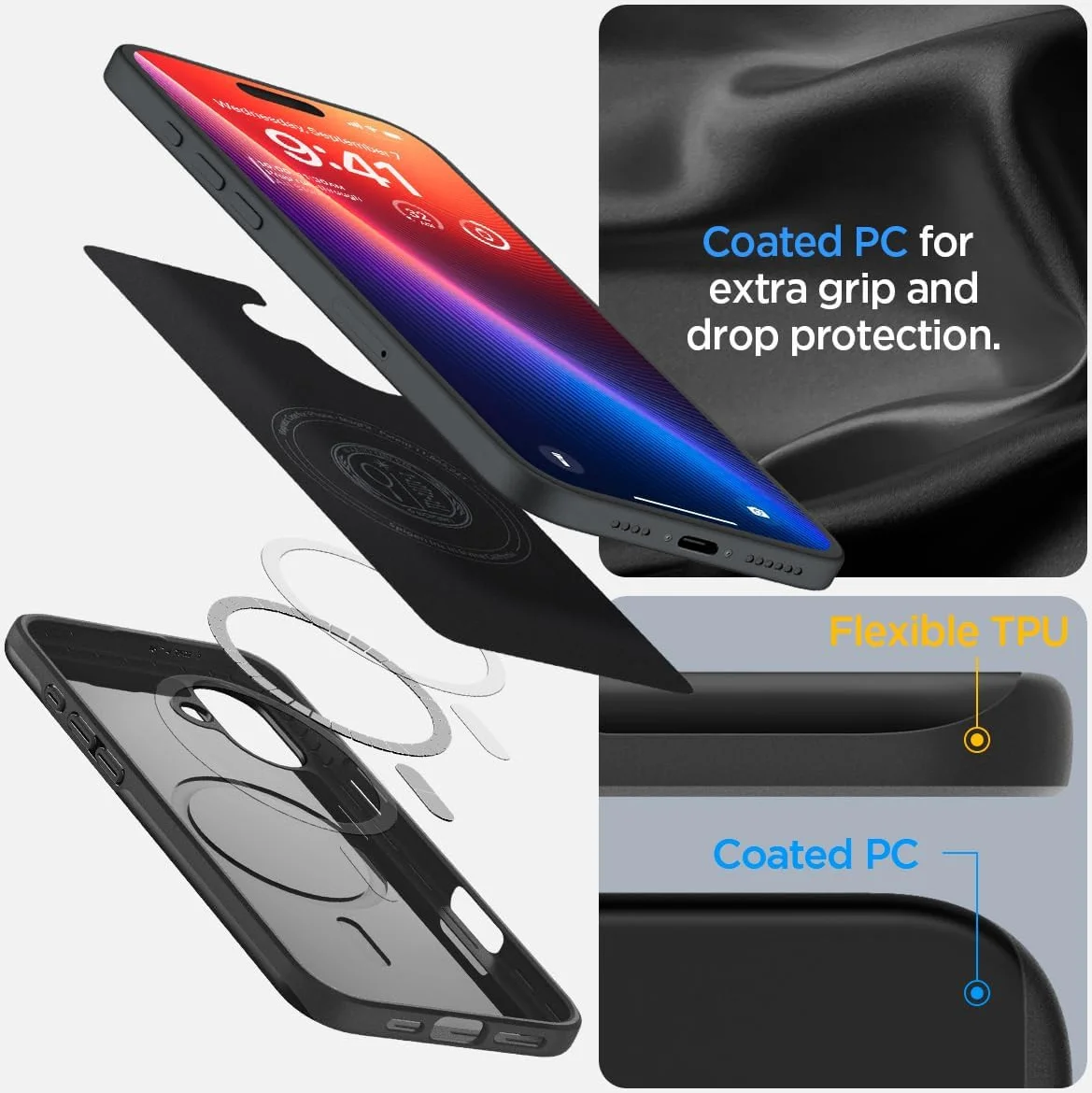 Spigen Thin Fit MagFit Apple iPhone 16 Plus Hoesje MagSafe Back Cover Zwart afbeelding 4