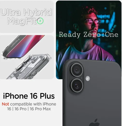 Spigen Ultra Hybrid MagFit Apple iPhone 16 Plus Hoesje MagSafe Zero One Zwart afbeelding 2