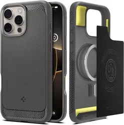 Spigen Rugged Armor MagFit Apple iPhone 16 Pro Hoesje MagSafe Grijs afbeelding