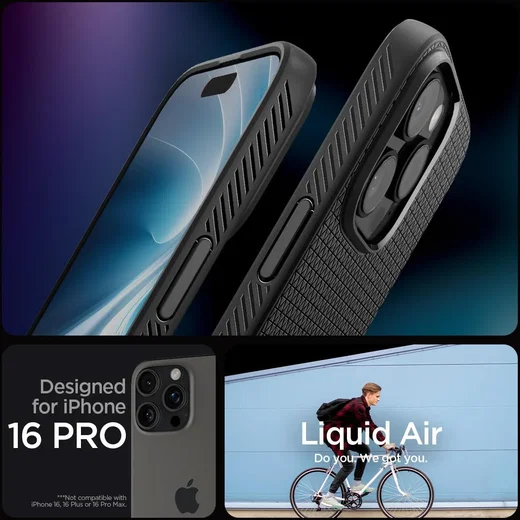 Spigen Liquid Air Apple iPhone 16 Pro Hoesje Back Cover Zwart afbeelding 3