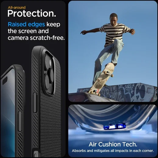 Spigen Liquid Air Apple iPhone 16 Pro Hoesje Back Cover Zwart afbeelding 7