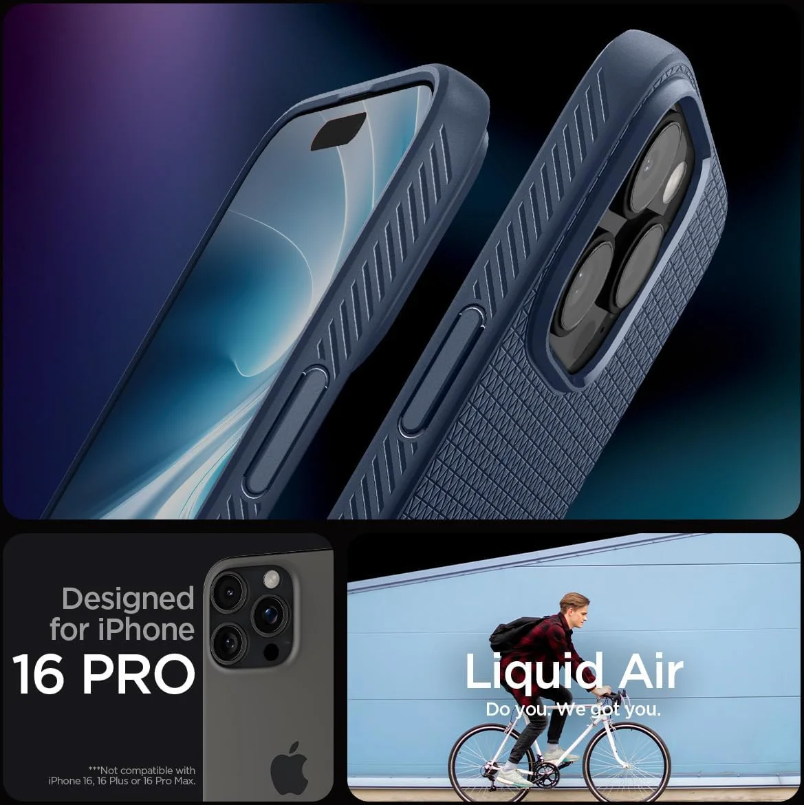 Spigen Liquid Air Apple iPhone 16 Pro Hoesje Back Cover Blauw afbeelding 3
