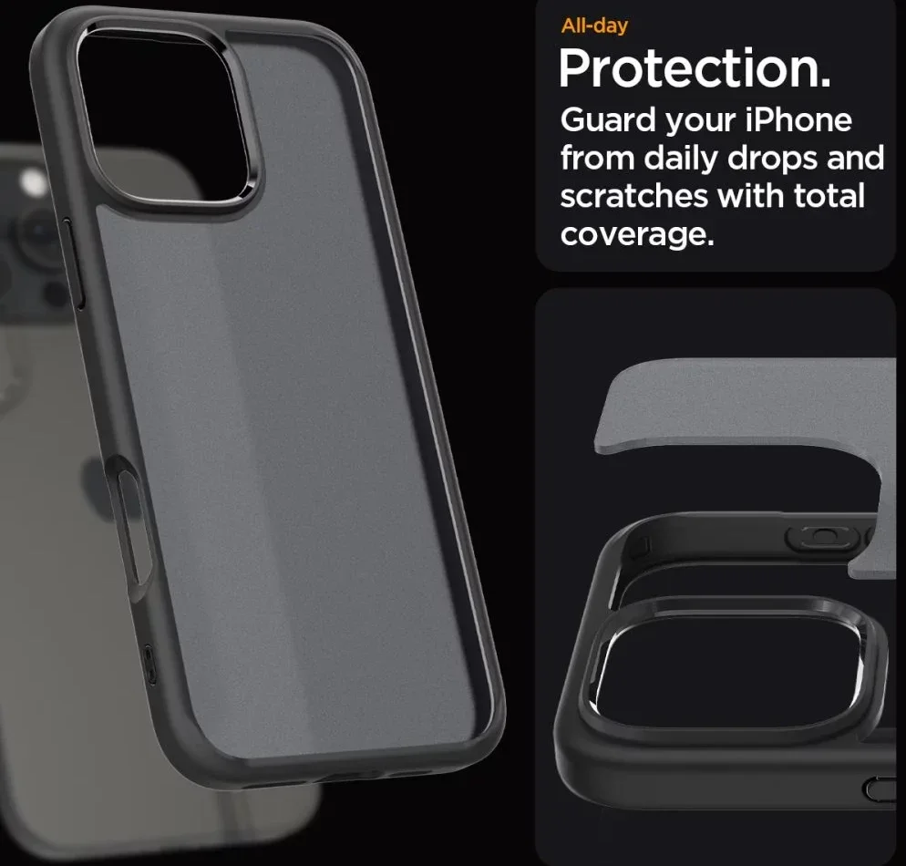 Spigen Ultra Hybrid Apple iPhone 16 Pro Hoesje Back Cover Frosted Zwart afbeelding 4