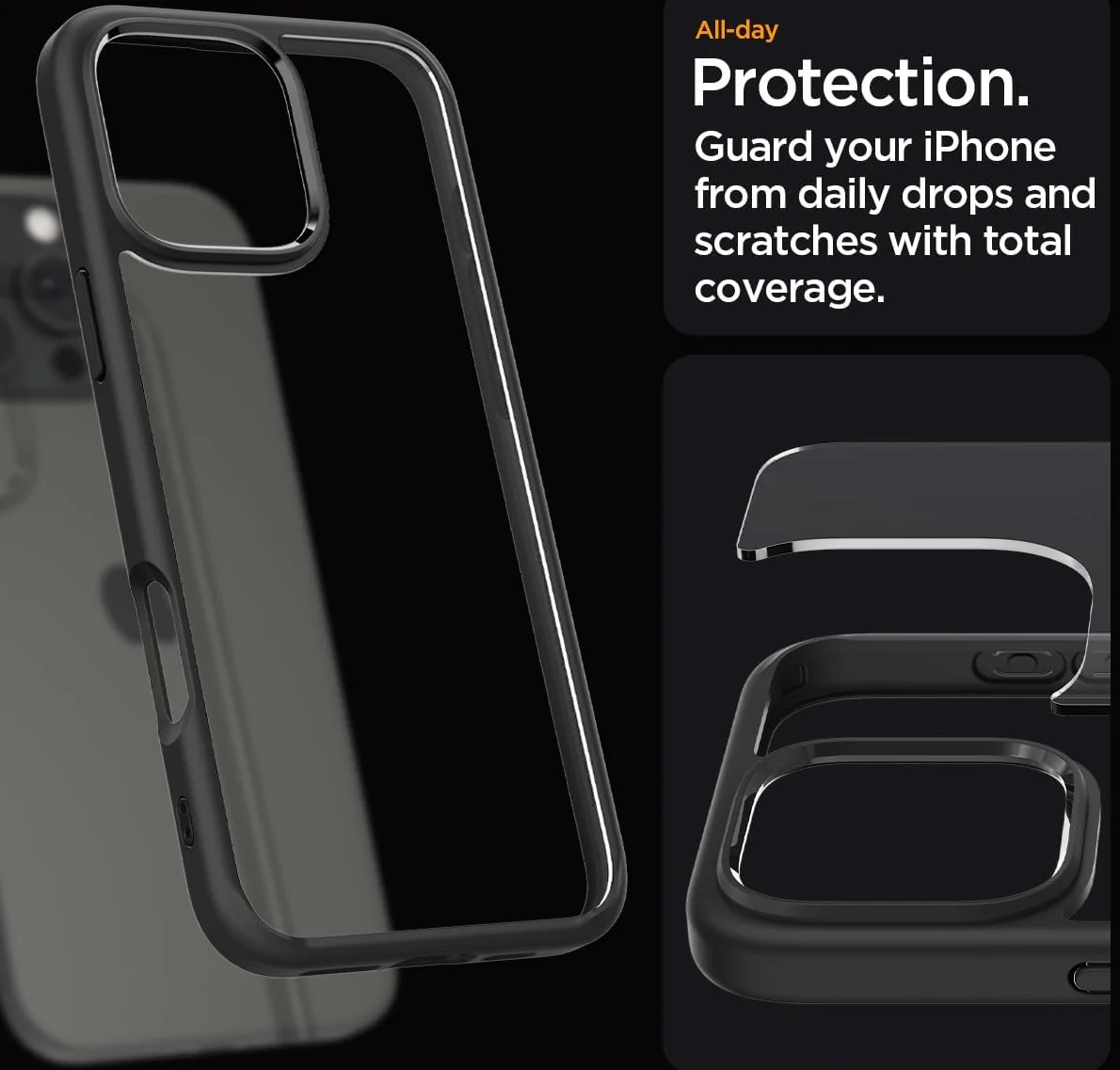 Spigen Ultra Hybrid Apple iPhone 16 Pro Hoesje Back Cover Zwart afbeelding 7